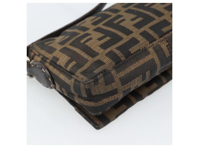 FENDI Zucca Canvas Shoulder Bag Black Brown Silver - vista 16