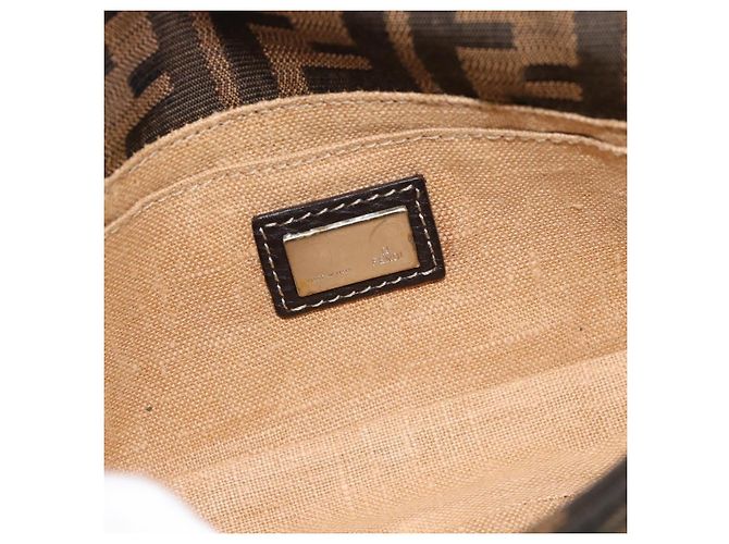 FENDI Zucca Canvas Shoulder Bag Black Brown Silver - vista 18