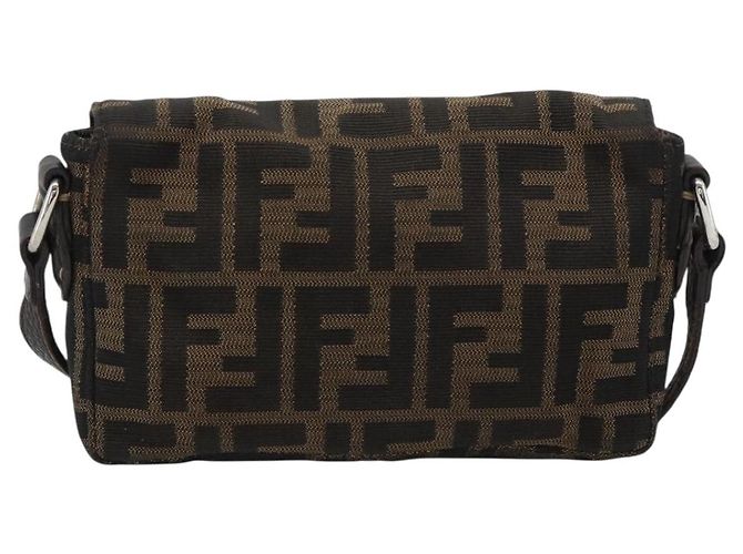 FENDI Zucca Canvas Shoulder Bag Black Brown Silver - vista 2