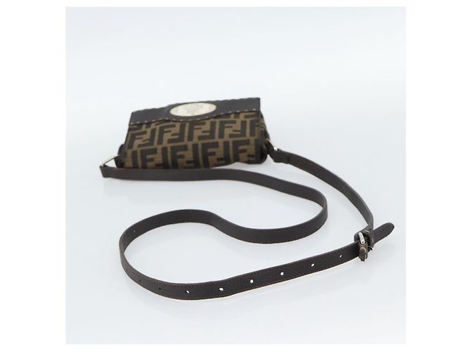 FENDI Zucca Canvas Shoulder Bag Black Brown Silver - vista 7