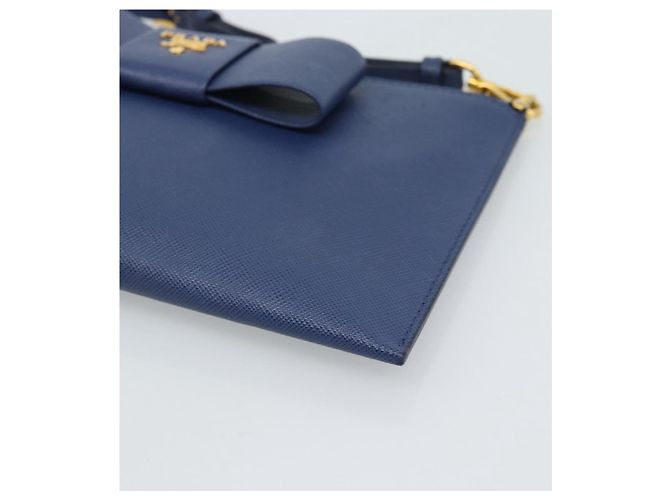 PRADA Clutch Bag Safiano Blue Gold - vista 14