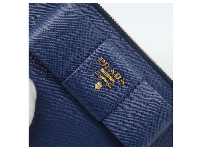 PRADA Clutch Bag Safiano Blue Gold - vista 18