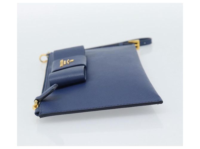 PRADA Clutch Bag Safiano Blue Gold - vista 3