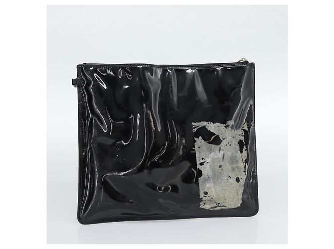 CHANEL Hand Bag Patent leather Black Silver CC - vista 11