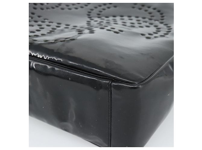 CHANEL Hand Bag Patent leather Black Silver CC - vista 14
