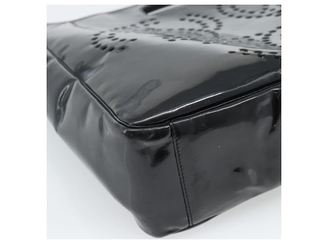 CHANEL Hand Bag Patent leather Black Silver CC - vista 15