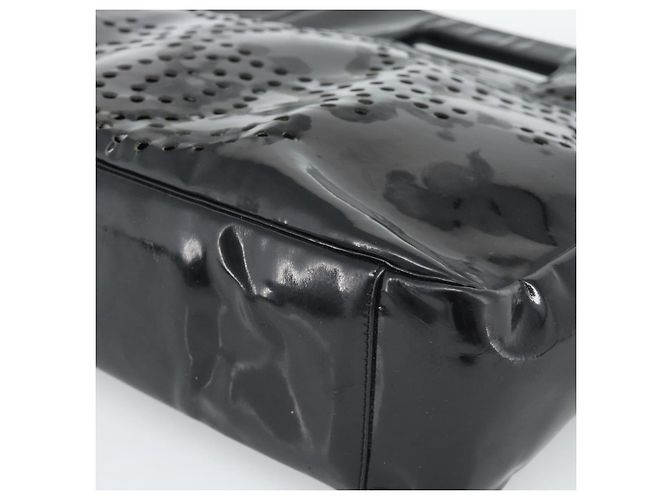 CHANEL Hand Bag Patent leather Black Silver CC - vista 16