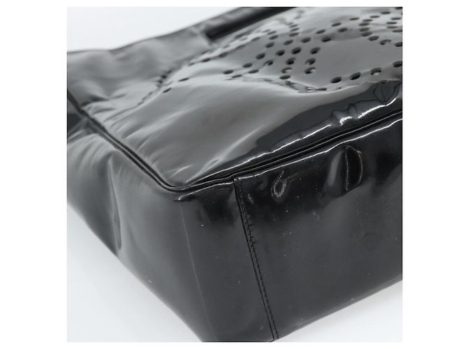 CHANEL Hand Bag Patent leather Black Silver CC - vista 17