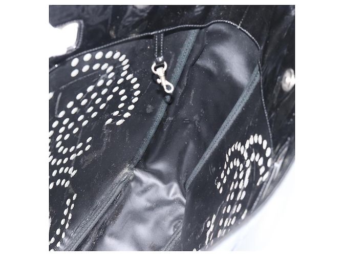 CHANEL Hand Bag Patent leather Black Silver CC - vista 19