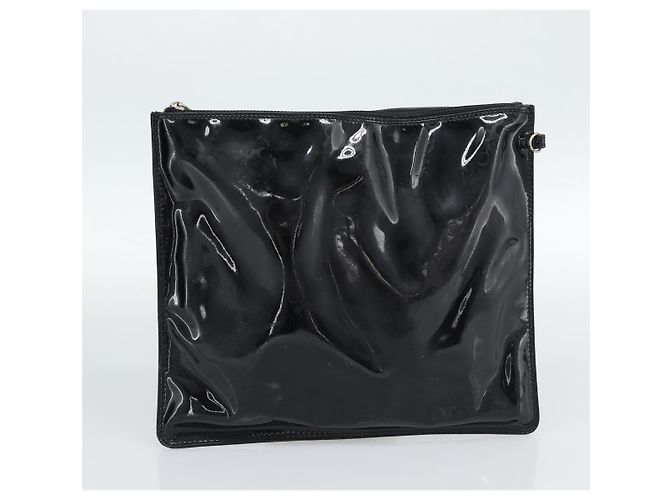CHANEL Hand Bag Patent leather Black Silver CC - vista 21