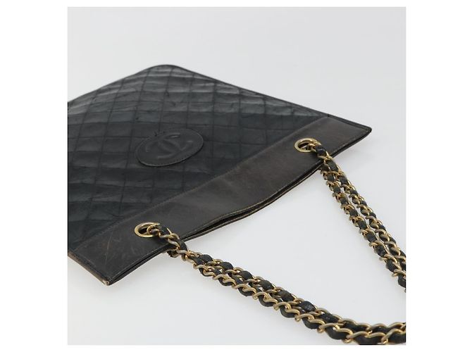 CHANEL Chain Tote Bag Lamb Skin Black Gold CC - vista 6