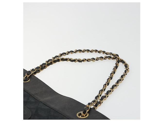 CHANEL Chain Tote Bag Lamb Skin Black Gold CC - vista 8