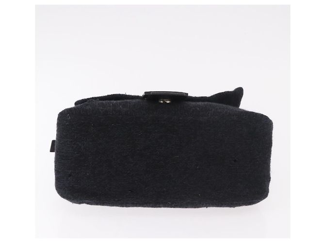 FENDI Mamma Baguette Shoulder Bag Wool Navy Silver - vista 10