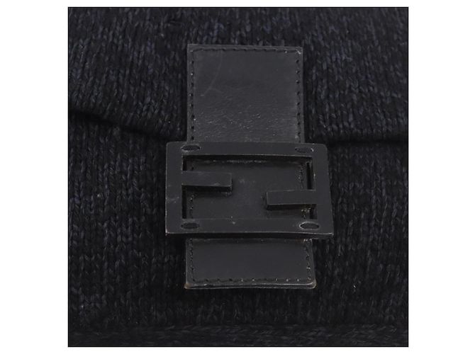 FENDI Mamma Baguette Shoulder Bag Wool Navy Silver - vista 16