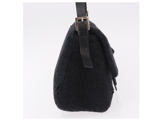 FENDI Mamma Baguette Shoulder Bag Wool Navy Silver - vista 6