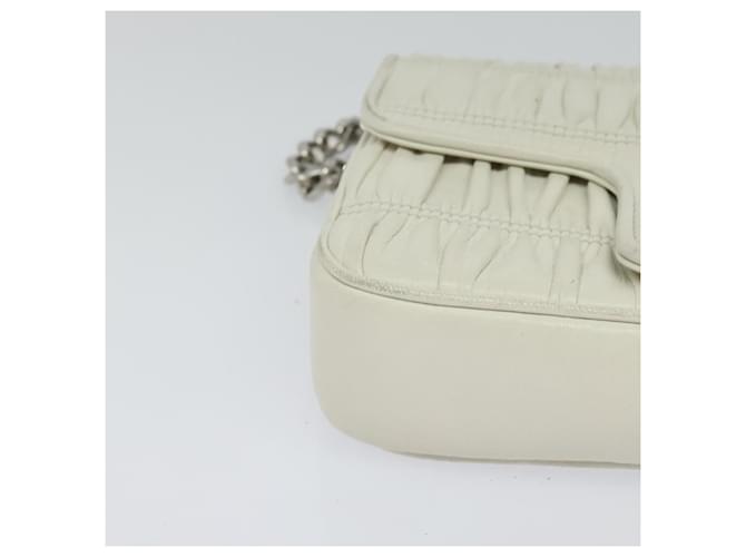 PRADA Gathered Chain Shoulder Bag Leather White Silver - vista 15