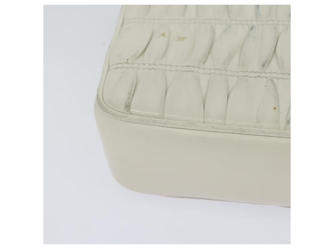 PRADA Gathered Chain Shoulder Bag Leather White Silver - vista 16