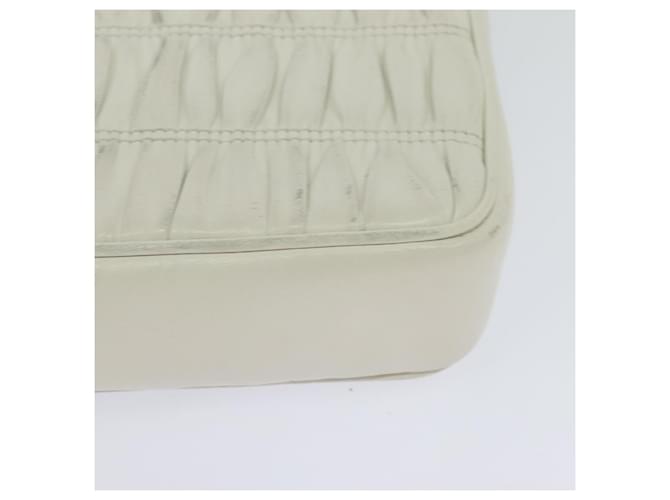 PRADA Gathered Chain Shoulder Bag Leather White Silver - vista 17
