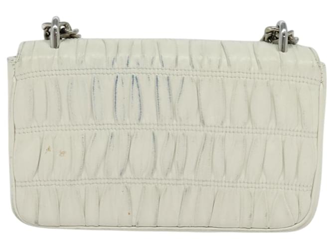 PRADA Gathered Chain Shoulder Bag Leather White Silver - vista 2