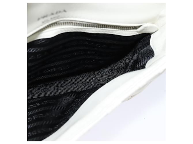 PRADA Gathered Chain Shoulder Bag Leather White Silver - vista 20