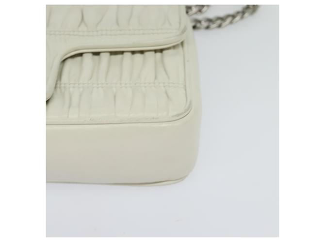 PRADA Gathered Chain Shoulder Bag Leather White Silver - vista 9