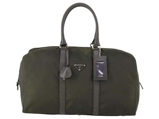 PRADA Boston Bag Nylon Khaki Silver - vista 13