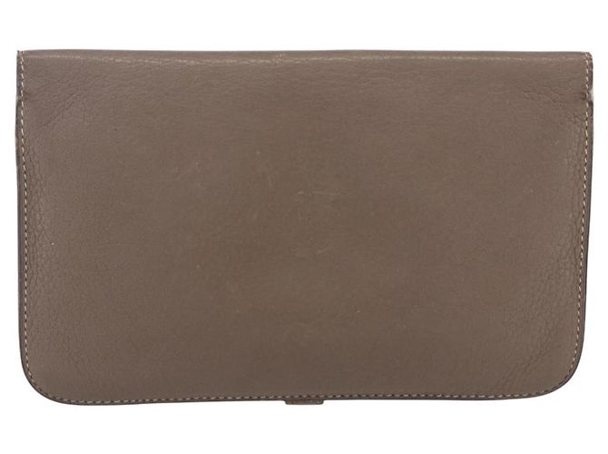 Hermès HERMES Dogon Duo GM Wallet Leather Gray - vista 2