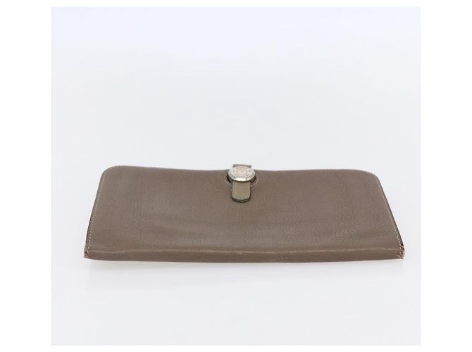 Hermès HERMES Dogon Duo GM Wallet Leather Gray - vista 5