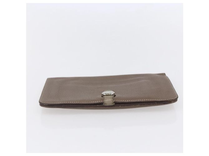 Hermès HERMES Dogon Duo GM Wallet Leather Gray - vista 6