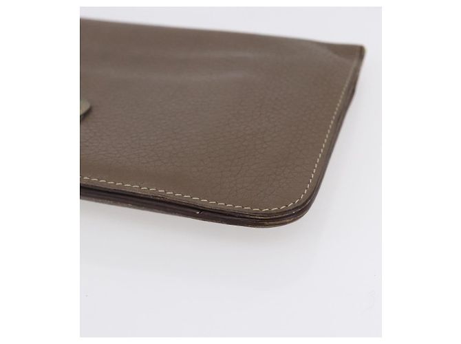 Hermès HERMES Dogon Duo GM Wallet Leather Gray - vista 7