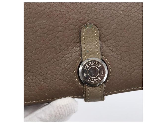 Hermès HERMES Dogon Duo GM Wallet Leather Gray - vista 8