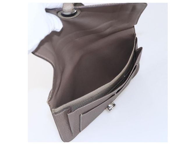 Hermès HERMES Dogon Duo GM Wallet Leather Gray - vista 9