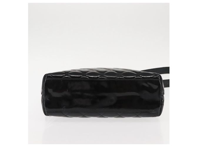 CHANEL Matelasse Shoulder Bag Patent leather Black Gold CC - vista 5