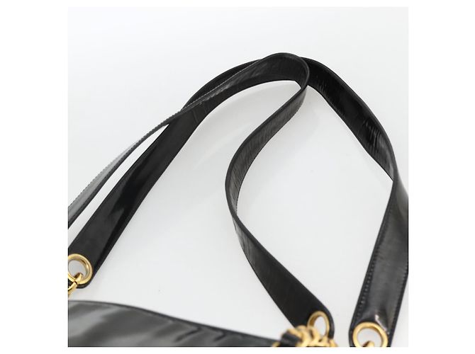 CHANEL Chain Tote Bag Patent Leather Black Gold CC - vista 14