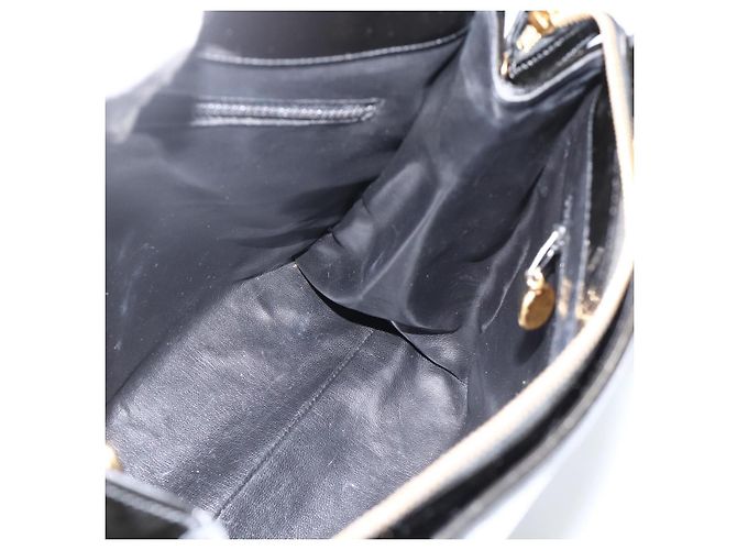 CHANEL Chain Tote Bag Patent Leather Black Gold CC - vista 20