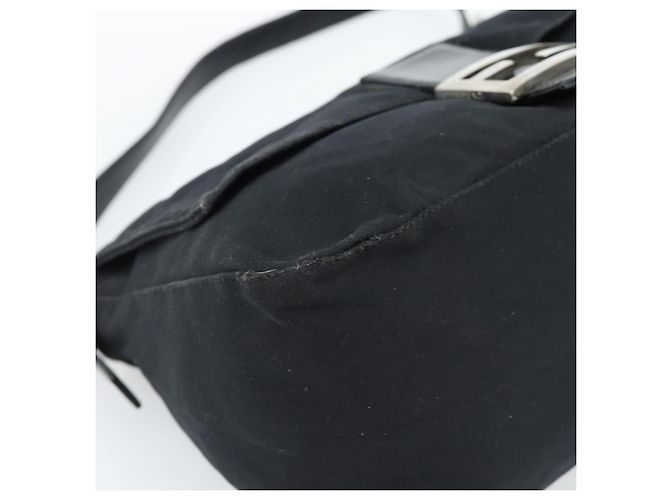 FENDI Mamma Baguette Shoulder Bag Cotton Jersey Black Silver - vista 14