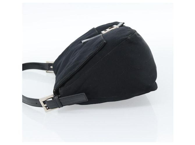 FENDI Mamma Baguette Shoulder Bag Cotton Jersey Black Silver - vista 3