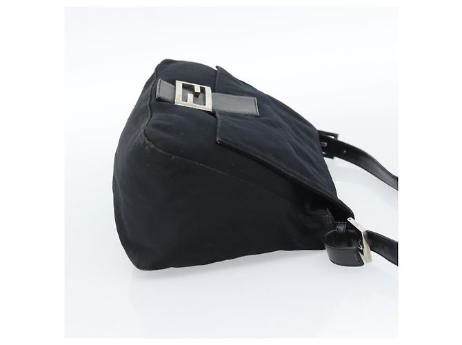 FENDI Mamma Baguette Shoulder Bag Cotton Jersey Black Silver - vista 4