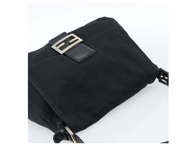 FENDI Mamma Baguette Shoulder Bag Cotton Jersey Black Silver - vista 6