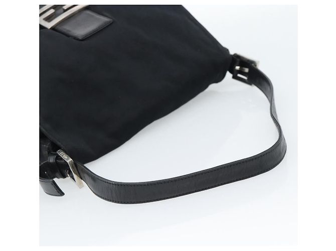 FENDI Mamma Baguette Shoulder Bag Cotton Jersey Black Silver - vista 7