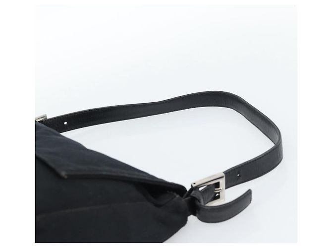 FENDI Mamma Baguette Shoulder Bag Cotton Jersey Black Silver - vista 8