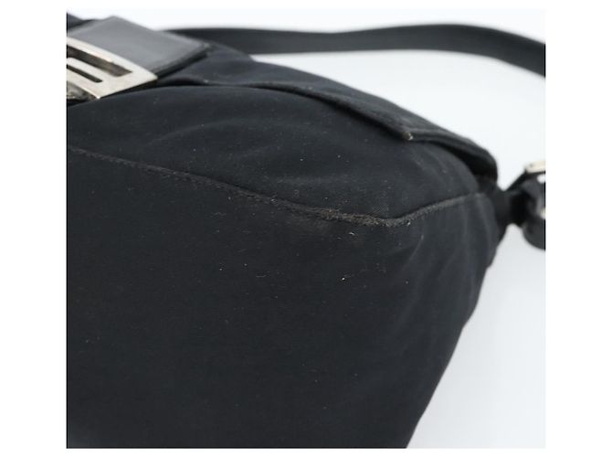 FENDI Mamma Baguette Shoulder Bag Cotton Jersey Black Silver - vista 9