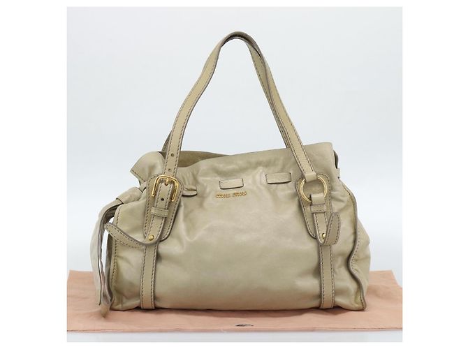 Miu Miu Tote Bag Cuir Vert Or - vue 12