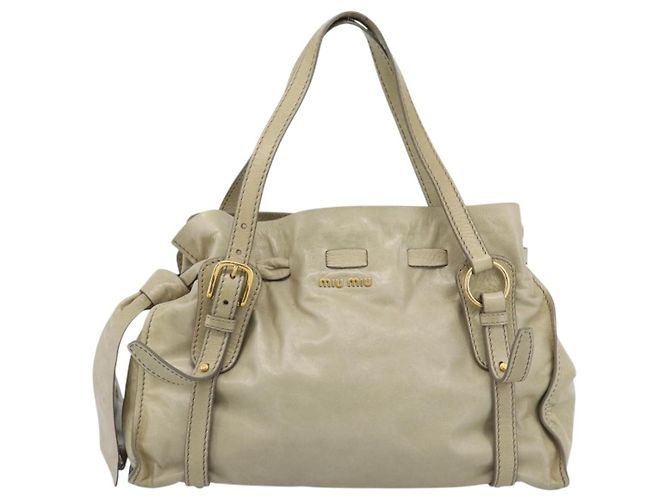 Miu Miu Tote Bag Cuir Vert Or - vue 13