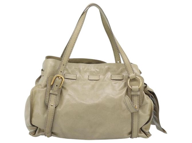 Miu Miu Tote Bag Cuir Vert Or - vue 2