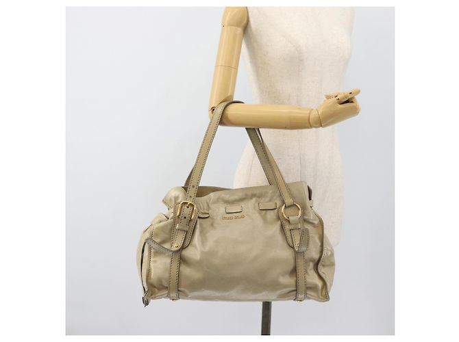 Miu Miu Tote Bag Cuir Vert Or - vue 22