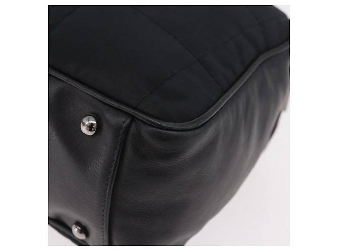CHANEL Choco Bar Hand Bag Nylon Black Silver CC - view 17