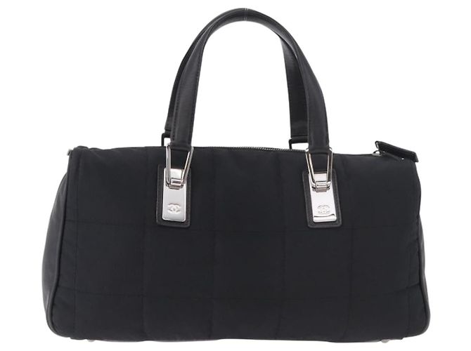 CHANEL Choco Bar Hand Bag Nylon Black Silver CC - view 2
