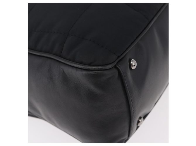 CHANEL Choco Bar Hand Bag Nylon Black Silver CC - view 8