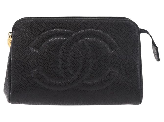 CHANEL Pouch Caviar Skin Black Gold CC - vista 13